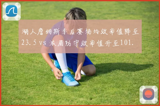 湖人詹姆斯季后赛场均效率值降至23.5 vs 浓眉防守效率值升至101.8,核心角色悄然互换